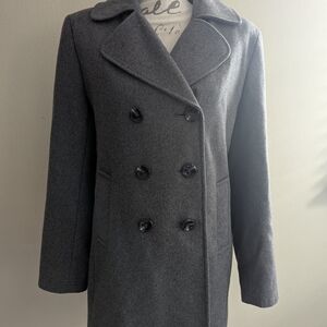 Gray Double-Breasted Peacoat with Notched Lapels